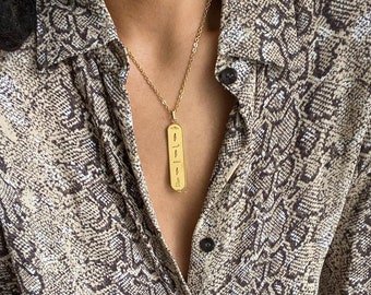 18K Gold Waterproof Egyptian Cartouche Necklace | Legacy Cartouche by The Vic Styles