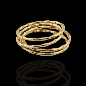 18K Gold Waterproof Bamboo Bangles Bracelets | Oshun Bangles | Oval-shaped | One Size
