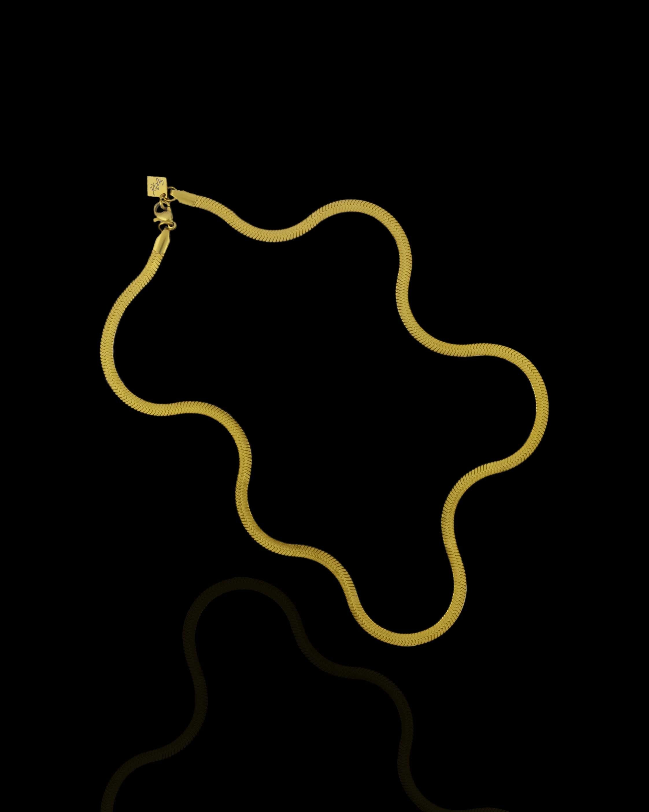 18K Gold Waterproof Italian Herringbone Necklace | Slick Talk Herringbone Necklace