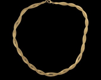 18K Gold Twisted Herringbone Necklace