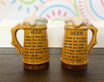 Vintage Beer Mug/Stein "Cant Drink When He's Dead" Salt and Pepper Shakers | Made In Japan