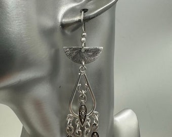 Silver fringe earrings