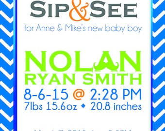 Bow Tie Sip & See Baby Invitation