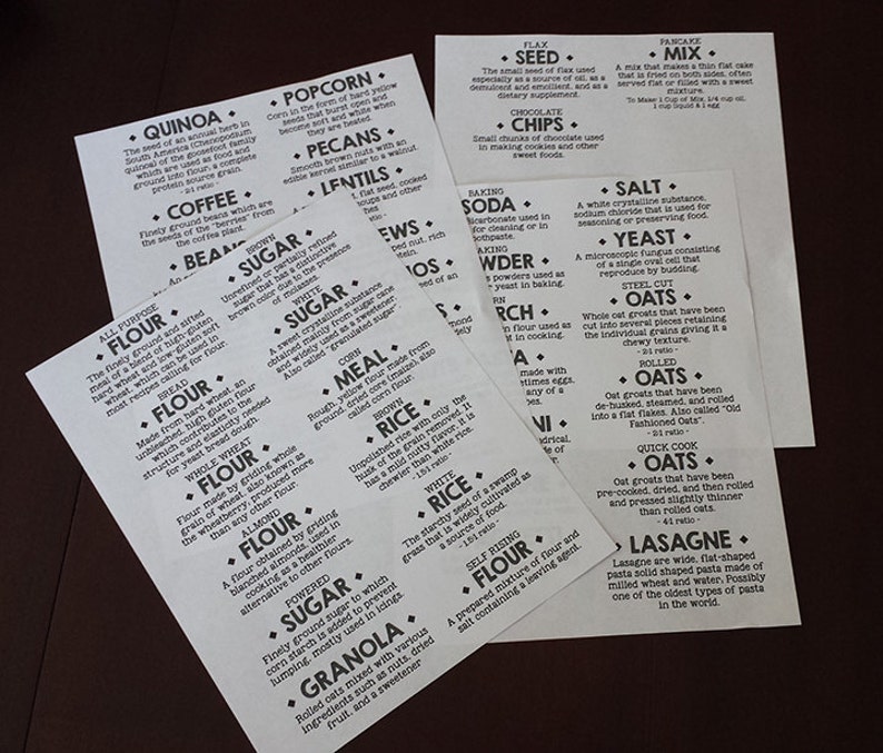 Printable 46 Pantry Definition Labels. Kitchen Labels. Mason Jar Labels