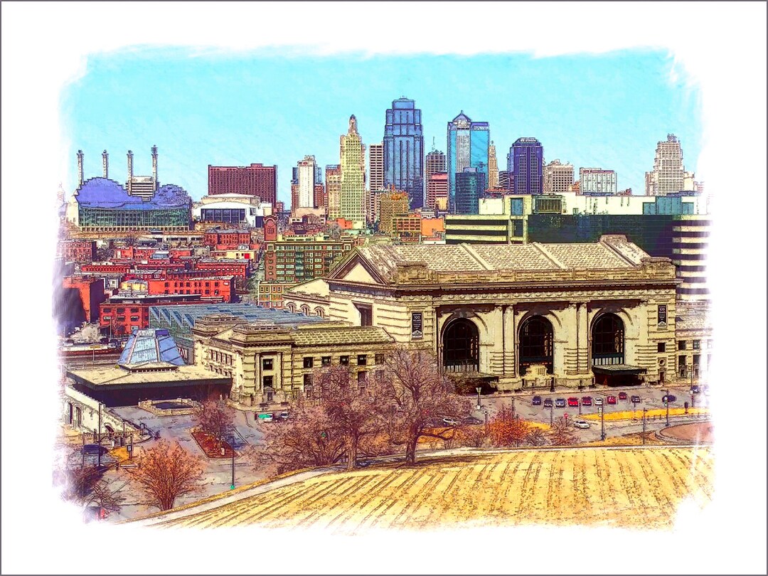 Urban Kansas City Skyline Summer Julie Flanagan Artrageous Etsy