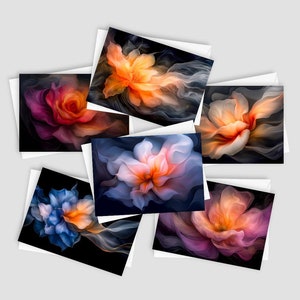 Fantaisie florale | 5 x 7 cartes de vœux vierges, lot de 6 cartes, papeterie florale, lot de cartes, lot de variétés, lot de cartes de vœux, cartes de correspondance fleurs