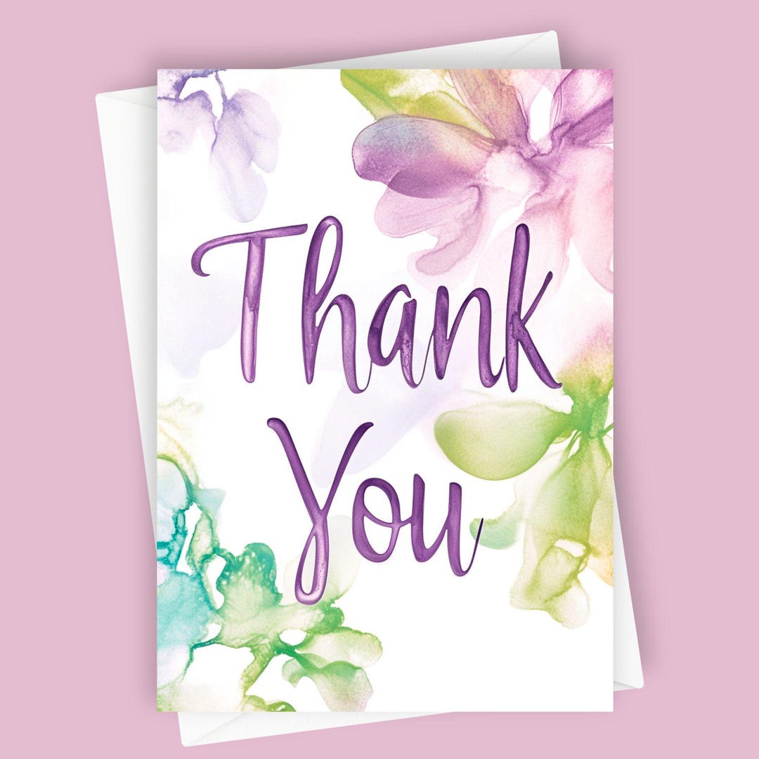 Thank You Watercolor | Floral Greeting Card, 5x7 Blank Appreciation ...