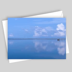 Wees stil | Lege wenskaart 5 x 7, kaart natuurfotografie, rustige baaiscène, vredig briefpapier, reflectiefoto, sereen landschap