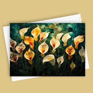 Lys calla | Carte de voeux vierge 5 x 7, papeterie florale, carte fleurie élégante, carte inspirée de la nature, carte d'art unique, carte toutes occasions