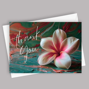 Merci Plumeria | Carte de voeux vierge 5 x 7, papeterie élégante, fleurs tropicales, remerciements uniques, design moderne, cadeau polyvalent
