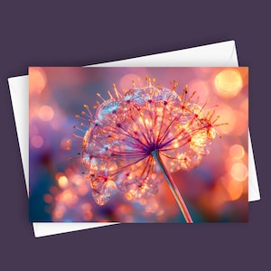 Fantasia de Allium | Cartão de felicitações em branco 5x7, Papelaria exclusiva, Ilustração botânica, Cartão floral, Flor de Allium, Interior em branco, Bilhete da natureza