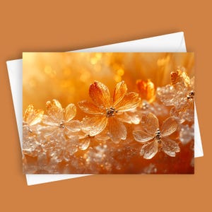 Fleurs d'hiver | Carte de voeux vierge 5 x 7, papeterie d'hiver élégante, motif floral givré, carte de correspondance pour les fêtes, message saisonnier, note chaleureuse