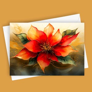 Vergoldeter Weihnachtsstern | 5x7 Blanko Grußkarte, Grußkarte, Weihnachtskarte, Floral Design, Festliche Karte, Saisonale Grüße, Blank