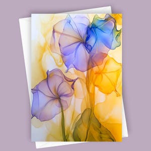 Gossamer Gärten #2 | Leere 15 x 18 Grußkarte, elegantes Blumen Briefpapier, botanische Kunst, einzigartiges Geschenk, Karte für jeden Anlass, Morning Glories