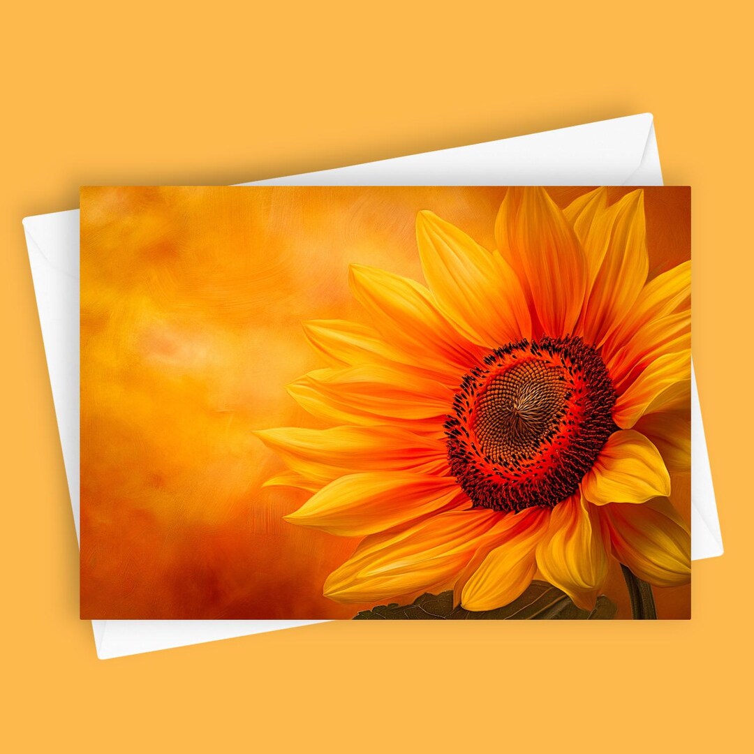 Sunflower | Vibrant Yellow-gold Blank 5x7 Sunflower Greeting Card - Etsy