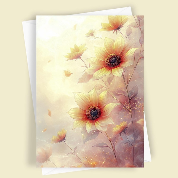 Sunflower Heaven | Soft Golden Floral Blank 5x7 Greeting Card