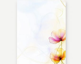 Papaveri #1 / Carta da lettere floreale leggera, stampabile, download digitale