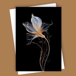 Schöne Außenseiterin #2 | 13 x 18 Grußkarte, einzigartiges Blumenmuster, elegantes Briefpapier, Kunstkarte, besonderer Anlass, innen leer, Blume