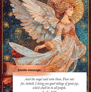 Good Tidings | Angel Christmas Card, Christian Stationery with Luke Bible Verse image 2