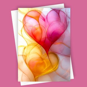 Corações | Cartão de felicitações em branco 5x7, Cartão de amor, Design de coração, Papelaria romântica, Cartão colorido, Aniversário, Dia dos namorados, Arte única