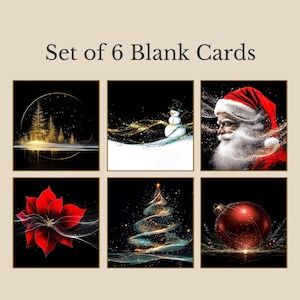 Gold Dust Christmas | Set of 6 Elegant Cards, Blank 5x7 Holiday Art Stationery Bundle