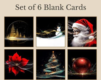 Gold Dust Christmas | Set of 6 Elegant Cards, Blank 5x7 Holiday Art Stationery Bundle