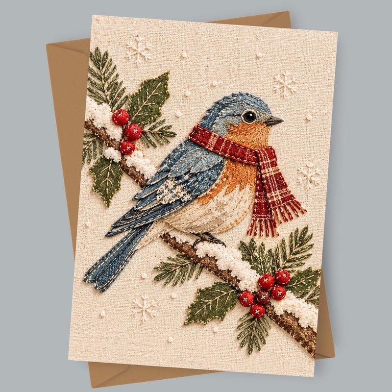 Winter Bird Christmas Card - Etsy
