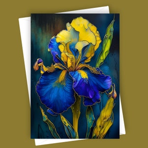 Iris fantaisie | de voeux florale | Carte Iris | Carte de voeux vierge 5 x 7 | Carte florale pour elle | Carte florale pour cadeau | Carte Nature