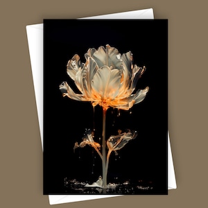 Tulipán loro dorado / Tarjeta de felicitación en blanco de 5 x 7, papelería elegante, tarjeta con arte floral, regalo único, tarjeta para ocasiones especiales, tarjeta con notas florales