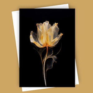Vergoldete Tulpe | Florale Kunst, Grußkarte, Blanko, 15x20 Karte, Blumen Design, elegante Karte, Tulpen Kunst, Unikate Briefpapier, botanische Kunst