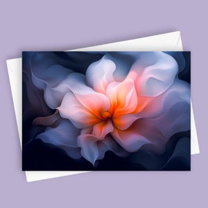 Fantaisie florale #1 | Carte de voeux vierge 5 x 7, papeterie florale, art abstrait de dahlia, carte de correspondance élégante, conception de carte unique, toutes les occasions