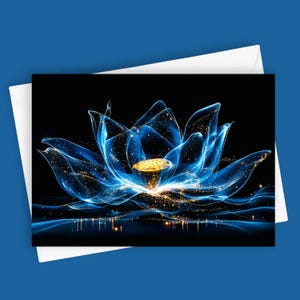 Fleurs opulentes #6 | Carte de voeux vierge 5 x 7, papeterie élégante, design floral unique, occasion spéciale, luxueux, bleu et or