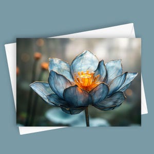 Vitrail Lotus | Carte de voeux vierge 5 x 7, Papeterie unique, Design floral élégant, Carte pour une occasion spéciale, Art inspiré de la nature, Fleur