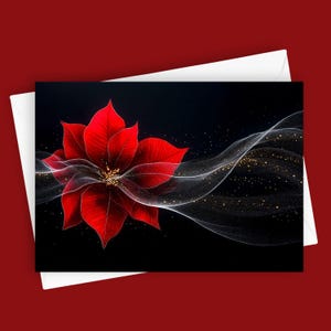 Poinsétia em pó de ouro | Cartão de Natal | Cartão de felicitações em branco 5 x 7 | Cartão de Natal em branco | Cartão de Natal em branco com poinsétia | Cartão de Natal