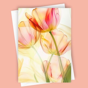 Gossamer Gardens #1 | Bloemenwenskaart | Tulpkaart | Blanco wenskaart van 5 x 7 | Bloemenkaart voor haar | Bloemenkaart als cadeau | Natuur