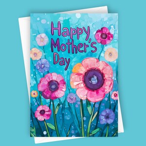 Biglietto di auguri floreale per la festa della mamma, biglietto vuoto 5x7, biglietto per la festa della mamma, design floreale, regalo per la festa della mamma, biglietto floreale, biglietto per la mamma