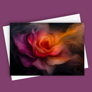 Fantaisie florale #5 | Carte de voeux vierge 5 x 7, Papeterie florale, Carte de fleurs colorées, Carte de voeux unique, Design floral artistique, Carte vierge