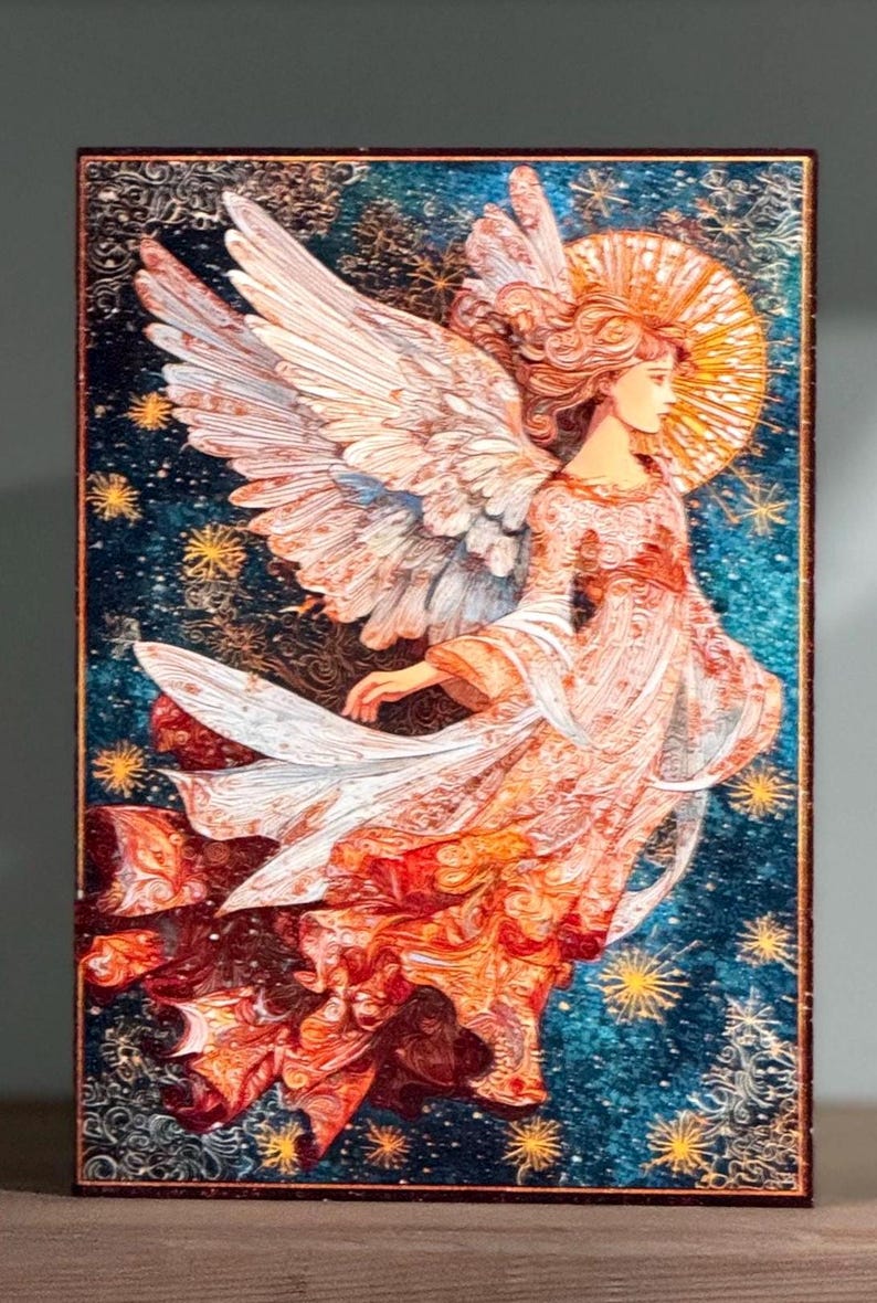 Good Tidings | Angel Christmas Card, Christian Stationery with Luke Bible Verse image 4