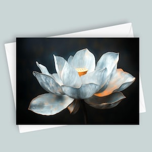 Lotus | Carte de voeux vierge 5 x 7, Papeterie élégante pour toutes les occasions, Carte de voeux unique inspirée de la nature, Beau design floral, Fleur