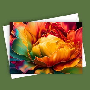Pivoine fantaisie de près | Carte de voeux vierge 5 x 7, Carte de fleurs colorées, Papeterie pivoine, Carte d'art floral, Carte de voeux unique, Toutes occasions