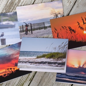 6 Küsten Grußkarten • Set mit sechs (6) leeren Karten • 5 x 7 Foto-Grußkarten • Küstenkarten • Briefpapier zum Thema Strand • Leere Grußkarten