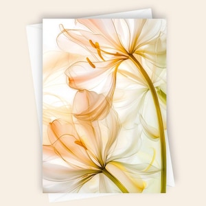 Gossamer Gardens #6 | Carte de voeux vierge 5 x 7, papeterie florale élégante, design floral unique, inspiration nature, art botanique, agapanthe