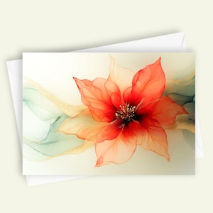 Kerststerfantasie #2 | Lege wenskaart van 5 x 7, vakantiebriefpapier, kerststerontwerp, winterbriefje, kerstboodschap, elegante groet