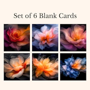 Floral Fantasia | Set of 6 Abstract Floral Greeting Cards, 5x7 Blank Stationery Bundle