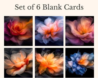 Floral Fantasia | Set of 6 Abstract Floral Greeting Cards, 5x7 Blank Stationery Bundle