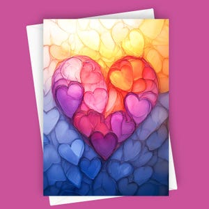 O amor é tudo o que você precisa | Cartão de felicitações em branco 5x7, design de coração, papelaria romântica, colorido, aniversário, dia dos namorados, amor, arte única