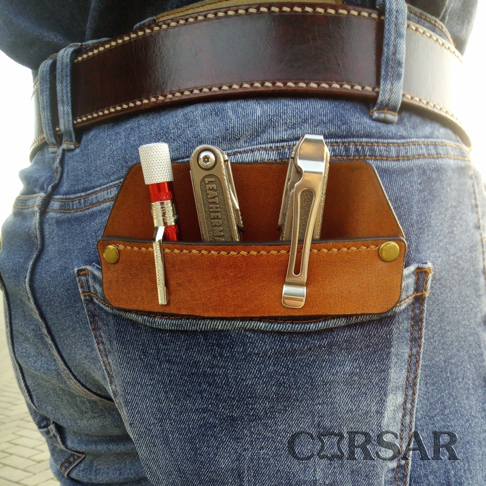 Handmade Leather Pocket Protector: Tool & Pen Holder, Vegetable Tanned ...
