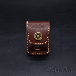 Étui en cuir pour briquet ZIPPO, pochette en cuir avec passant pour ceinture, dessus fermé par bouton-pression