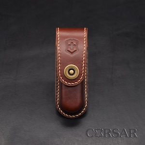 Fodero in pelle per coltellino svizzero Victorinox da 91 mm, custodia in pelle con chiusura a scatto, fondina da cintura pieghevole, custodia per coltello Spartan Fieldmaster EDC