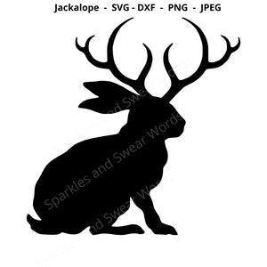 Contour de jackalope de Pâques.  svg, dxf, png, jpeg.  Parfait pour les t-shirts et paniers de Pâques. Fichier numérique pour les artisans SVG, DXF.
